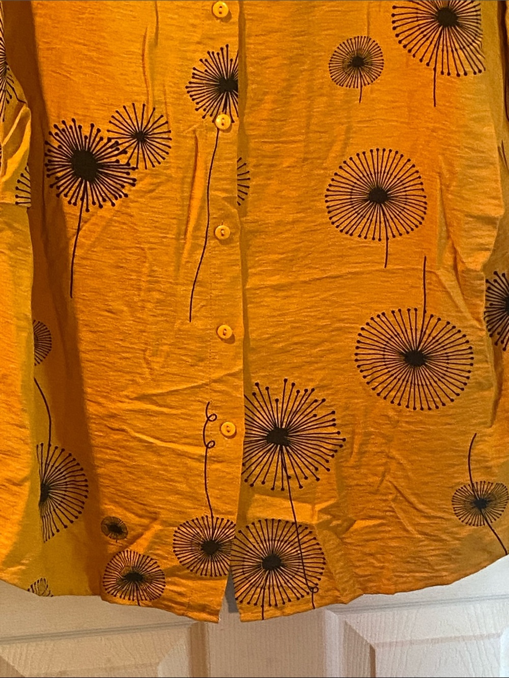 Women's Mustard Floral Button-Down with side pockets - Picture 11 of 11